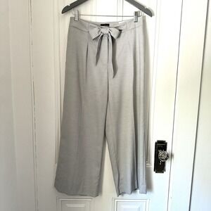 White House Black Market Wide Leg Crop Pants Light Grey Size 6R NWT‎